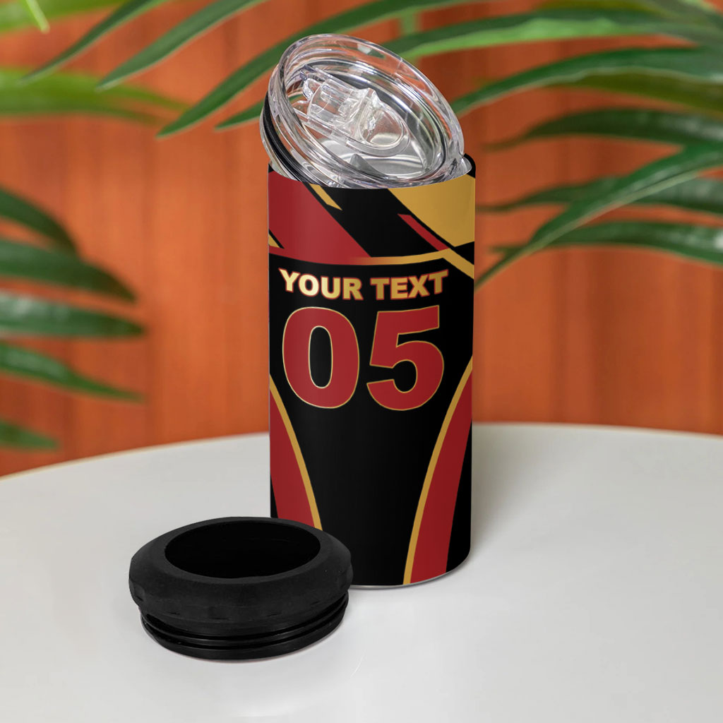 Custom Belgium Football 4 in 1 Can Cooler Tumbler Bold National Colors With Lion Crest