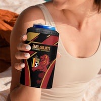 Custom Belgium Football 4 in 1 Can Cooler Tumbler Bold National Colors With Lion Crest