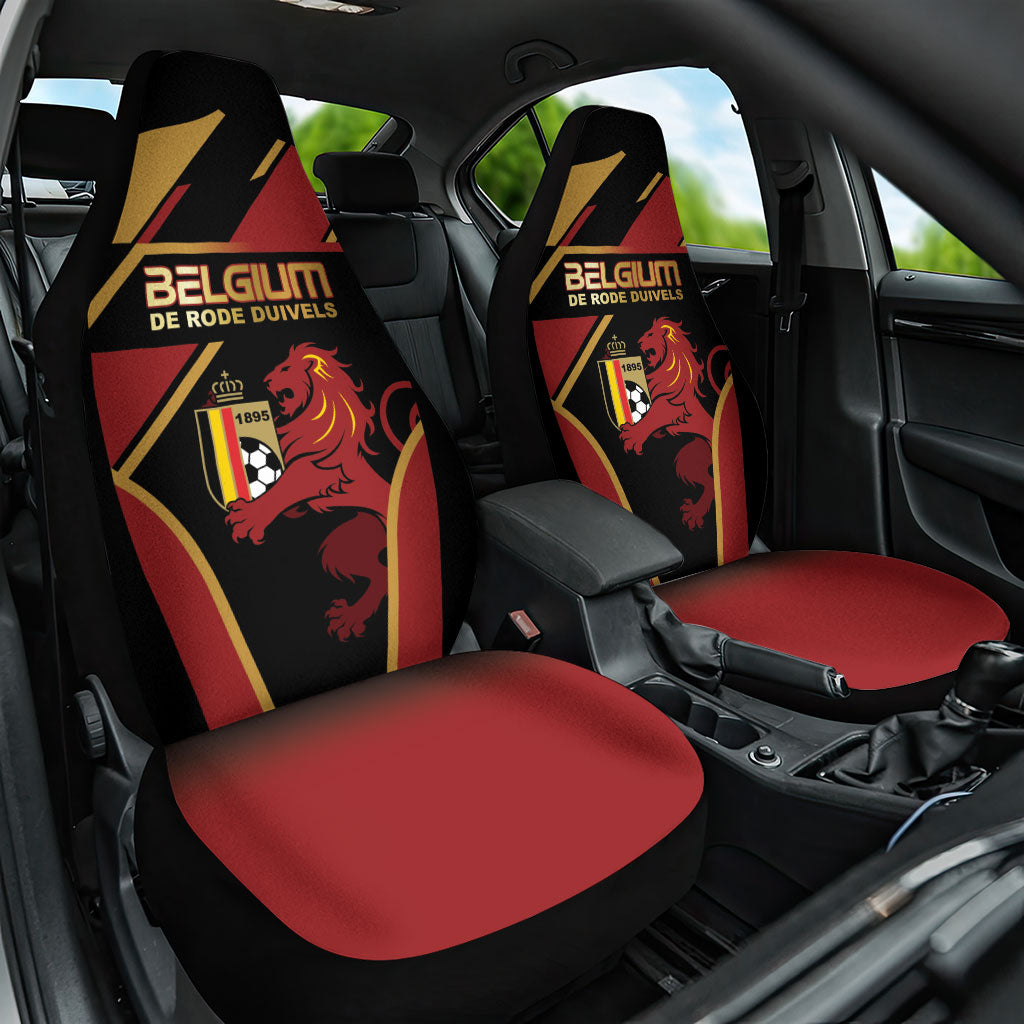 Belgium Football Car Seat Cover Bold National Colors With Lion Crest