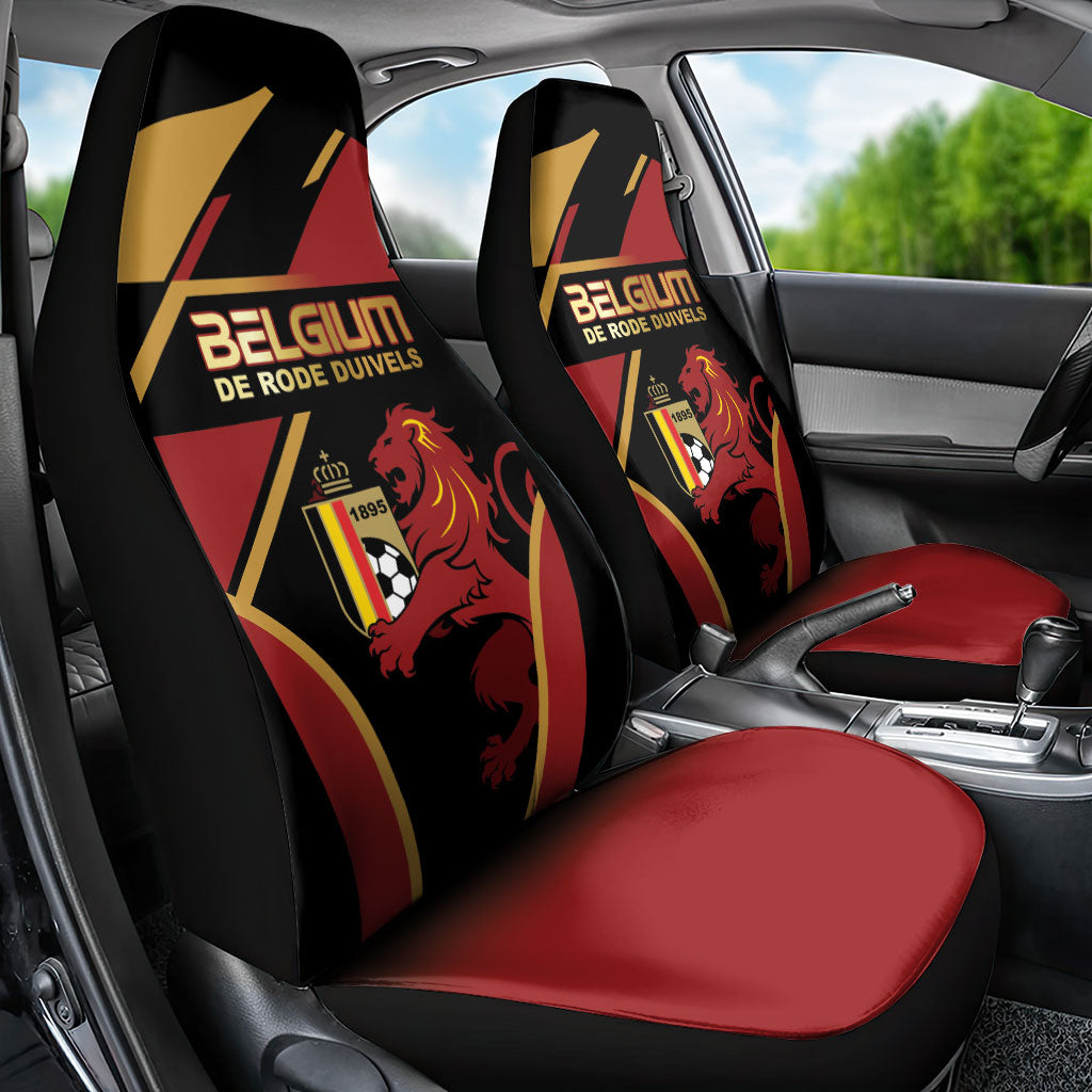 Belgium Football Car Seat Cover Bold National Colors With Lion Crest