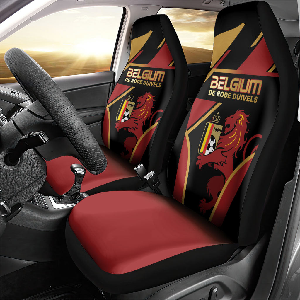 Belgium Football Car Seat Cover Bold National Colors With Lion Crest