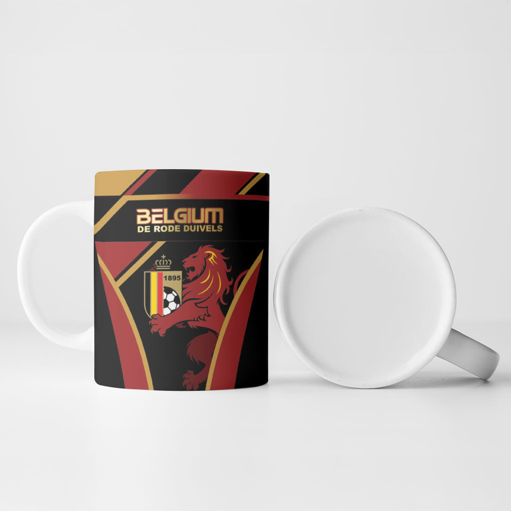 Custom Belgium Football Ceramic Mug Bold National Colors With Lion Crest
