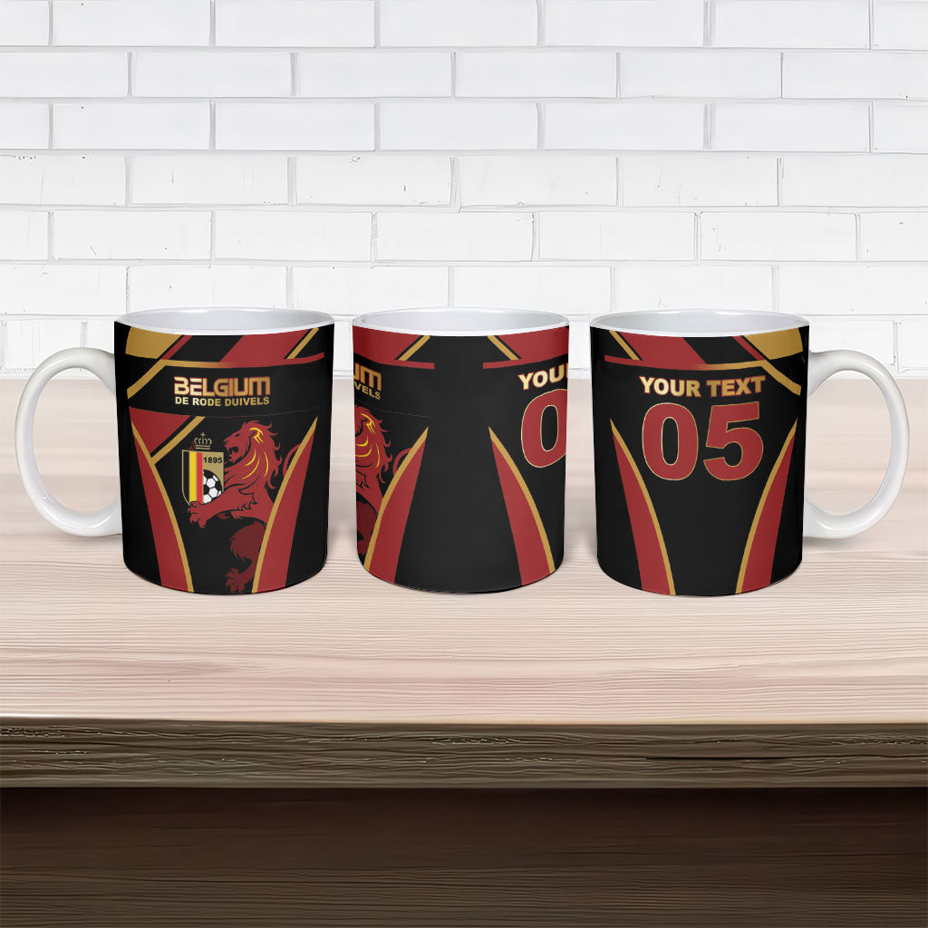 Custom Belgium Football Ceramic Mug Bold National Colors With Lion Crest