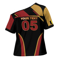 Custom Belgium Football Cross Shoulder Shirt Bold National Colors With Lion Crest