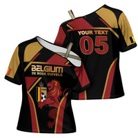 Custom Belgium Football Cross Shoulder Shirt Bold National Colors With Lion Crest