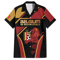 Custom Belgium Football Hawaiian Shirt Bold National Colors With Lion Crest