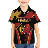 Custom Belgium Football Hawaiian Shirt Bold National Colors With Lion Crest