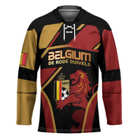 Custom Belgium Football Hockey Jersey Bold National Colors With Lion Crest