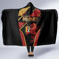 Belgium Football Hooded Blanket Bold National Colors With Lion Crest