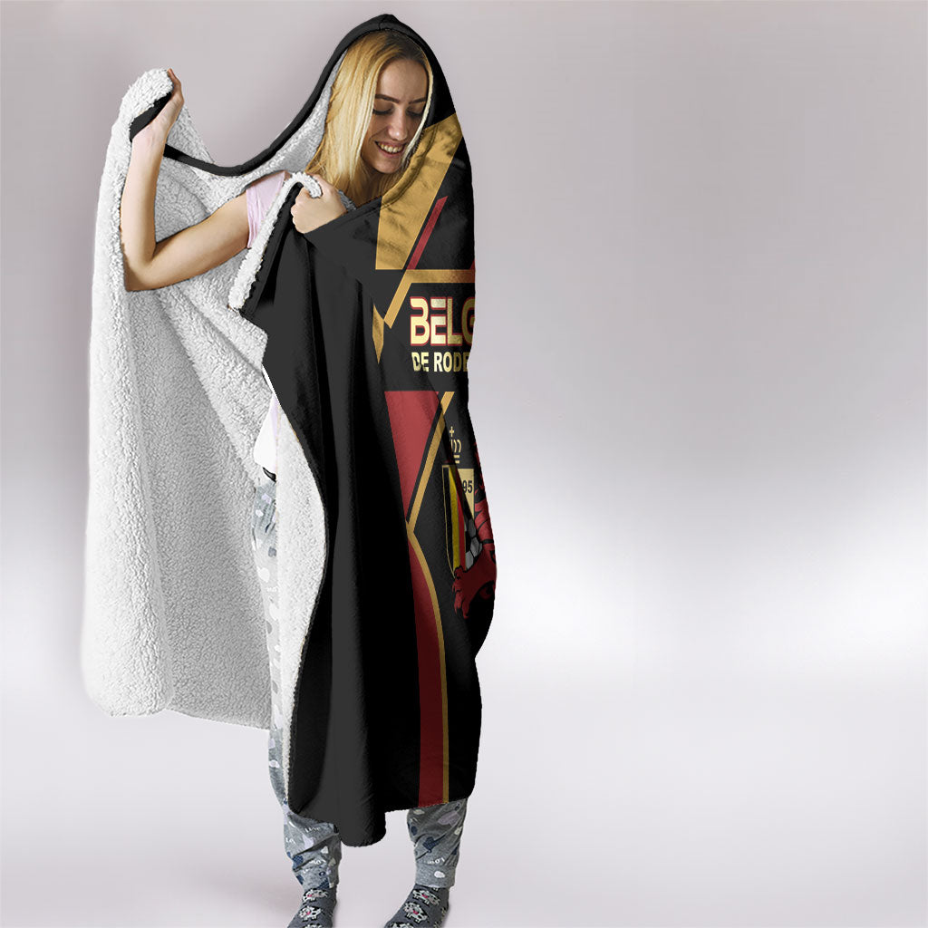 Belgium Football Hooded Blanket Bold National Colors With Lion Crest