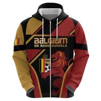 Custom Belgium Football Hoodie Bold National Colors With Lion Crest