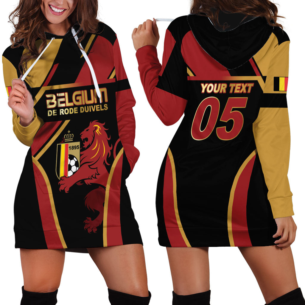 Custom Belgium Football Hoodie Dress Bold National Colors With Lion Crest