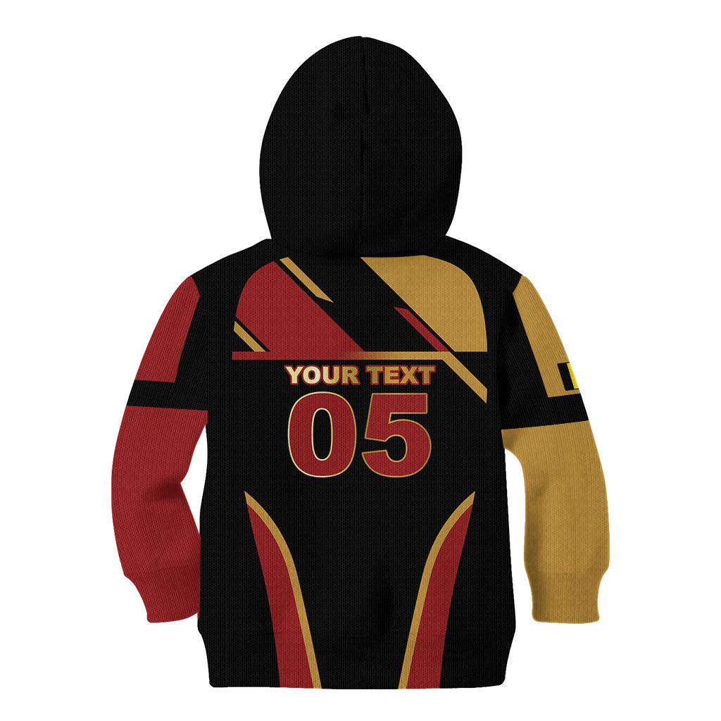 Custom Belgium Football Kid Hoodie Bold National Colors With Lion Crest