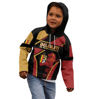 Custom Belgium Football Kid Hoodie Bold National Colors With Lion Crest