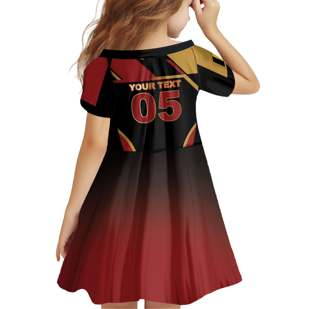 Custom Belgium Football Kid Short Sleeve Dress Bold National Colors With Lion Crest