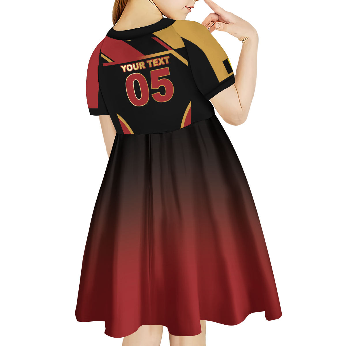 Custom Belgium Football Kid Short Sleeve Dress Bold National Colors With Lion Crest