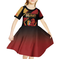 Custom Belgium Football Kid Short Sleeve Dress Bold National Colors With Lion Crest