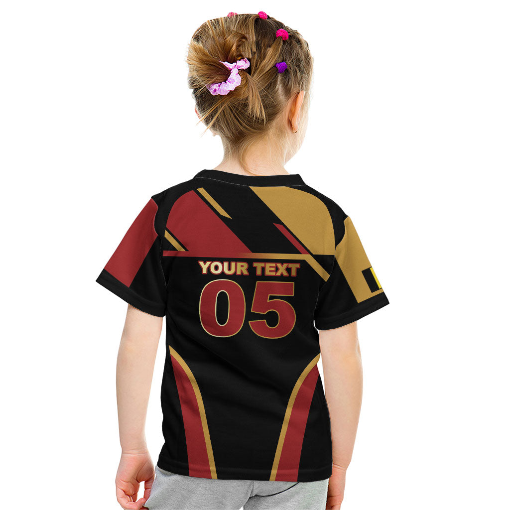 Custom Belgium Football Kid T Shirt Bold National Colors With Lion Crest
