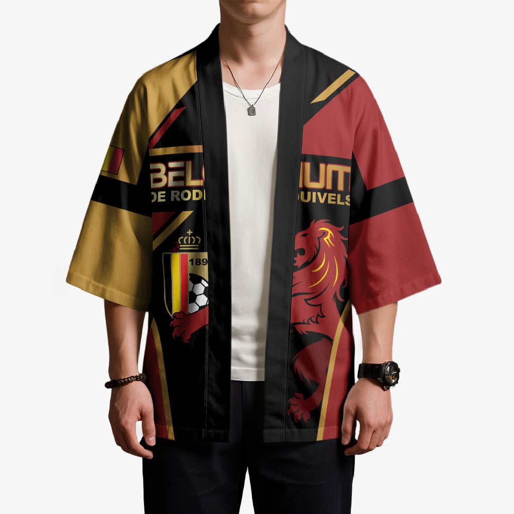 Custom Belgium Football Kimono Bold National Colors With Lion Crest