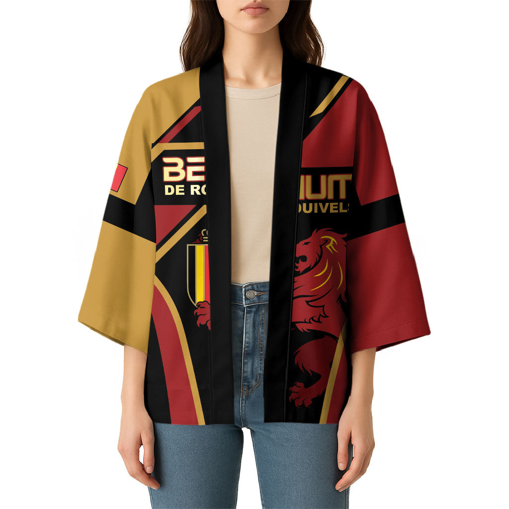 Custom Belgium Football Kimono Bold National Colors With Lion Crest