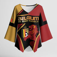 Custom Belgium Football Kimono Sleeve Blouse Bold National Colors With Lion Crest