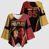 Custom Belgium Football Kimono Sleeve Blouse Bold National Colors With Lion Crest