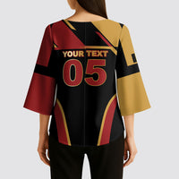 Custom Belgium Football Kimono Sleeve Blouse Bold National Colors With Lion Crest