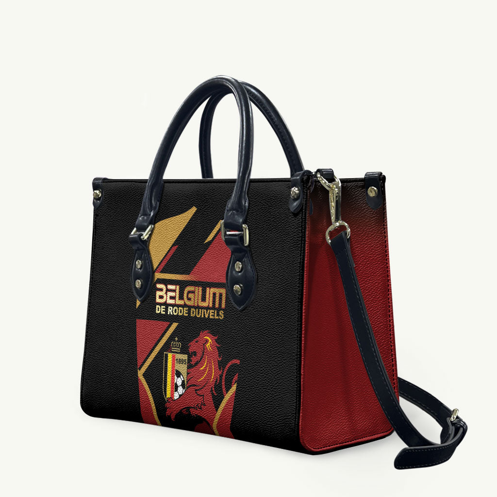 Belgium Football Leather Bag Bold National Colors With Lion Crest