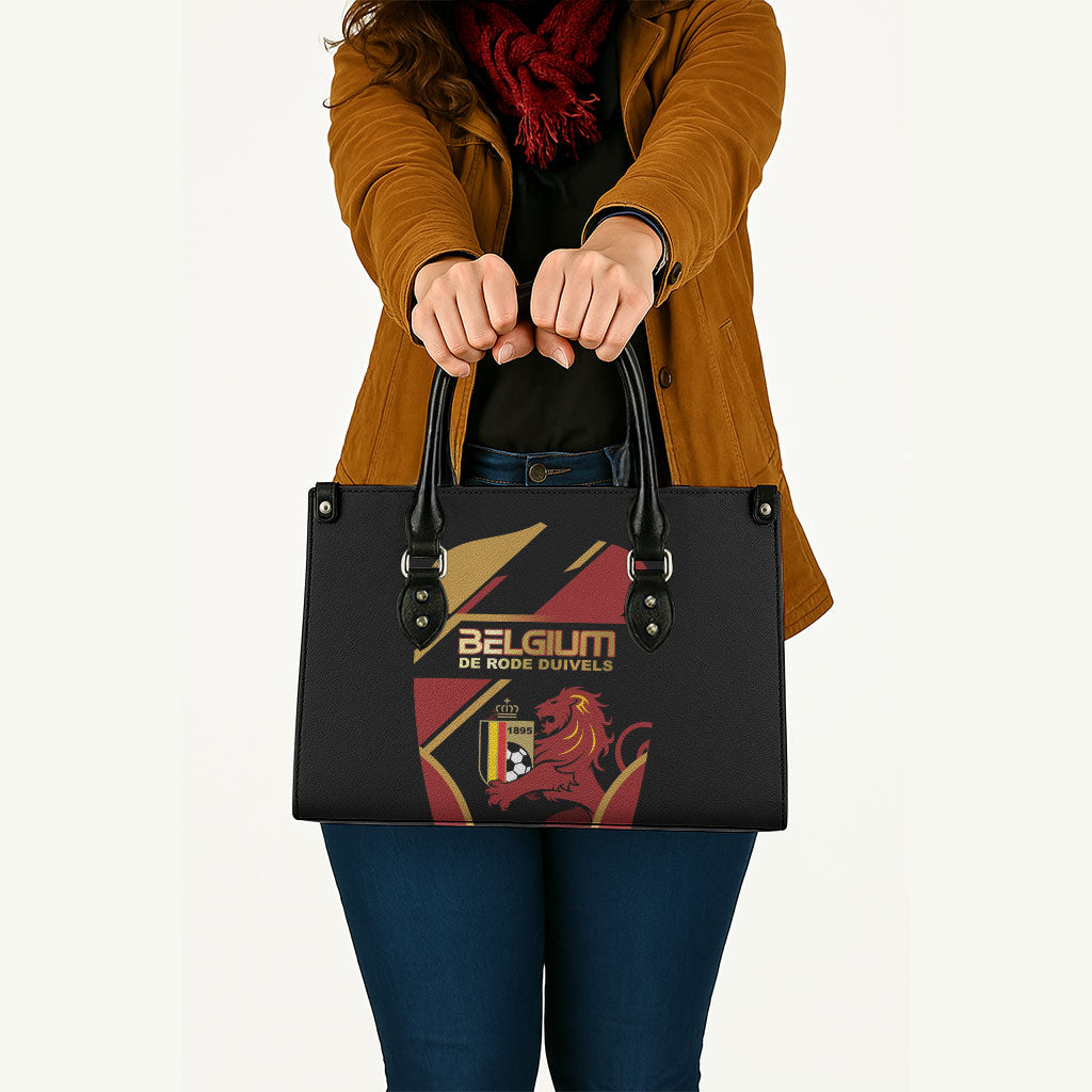 Belgium Football Leather Bag Bold National Colors With Lion Crest