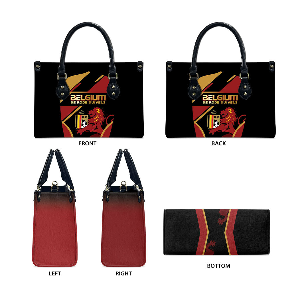 Belgium Football Leather Bag Bold National Colors With Lion Crest