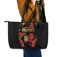 Belgium Football Leather Tote Bag Bold National Colors With Lion Crest