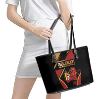 Belgium Football Leather Tote Bag Bold National Colors With Lion Crest