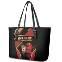 Belgium Football Leather Tote Bag Bold National Colors With Lion Crest
