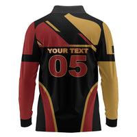 Custom Belgium Football Long Sleeve Polo Shirt Bold National Colors With Lion Crest