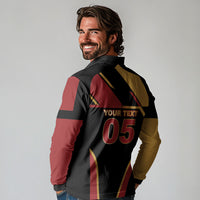 Custom Belgium Football Long Sleeve Polo Shirt Bold National Colors With Lion Crest