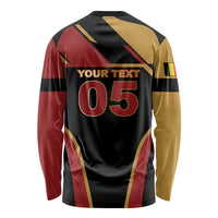 Custom Belgium Football Long Sleeve Shirt Bold National Colors With Lion Crest