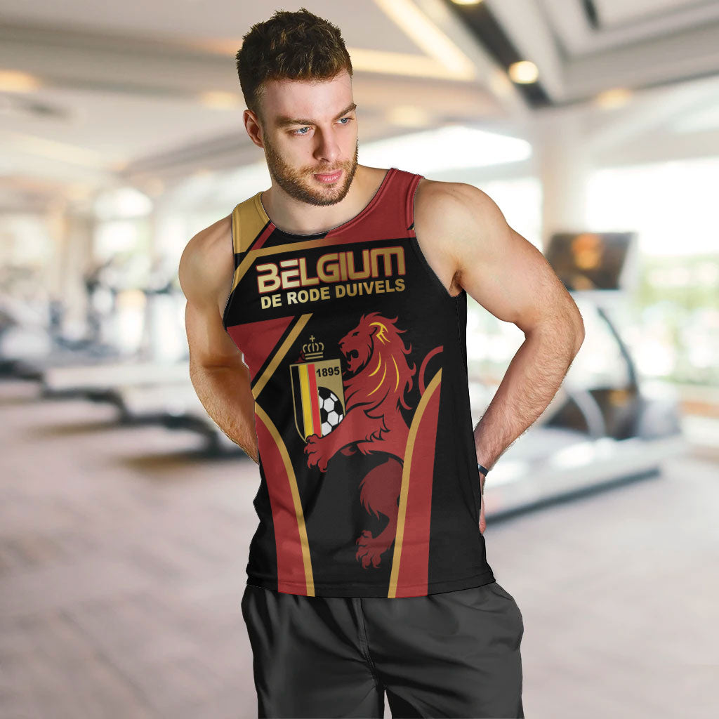 Custom Belgium Football Men Tank Top Bold National Colors With Lion Crest