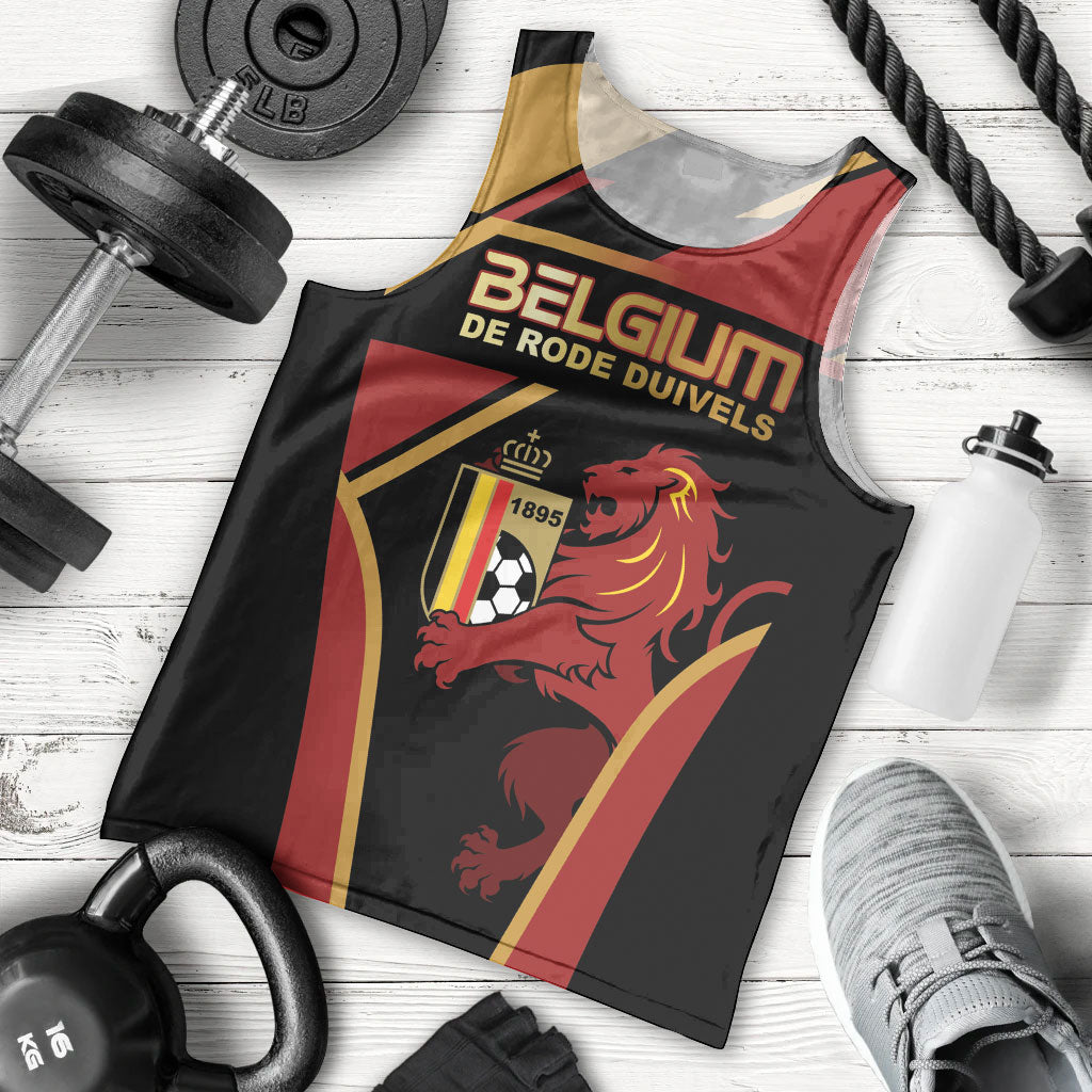 Custom Belgium Football Men Tank Top Bold National Colors With Lion Crest