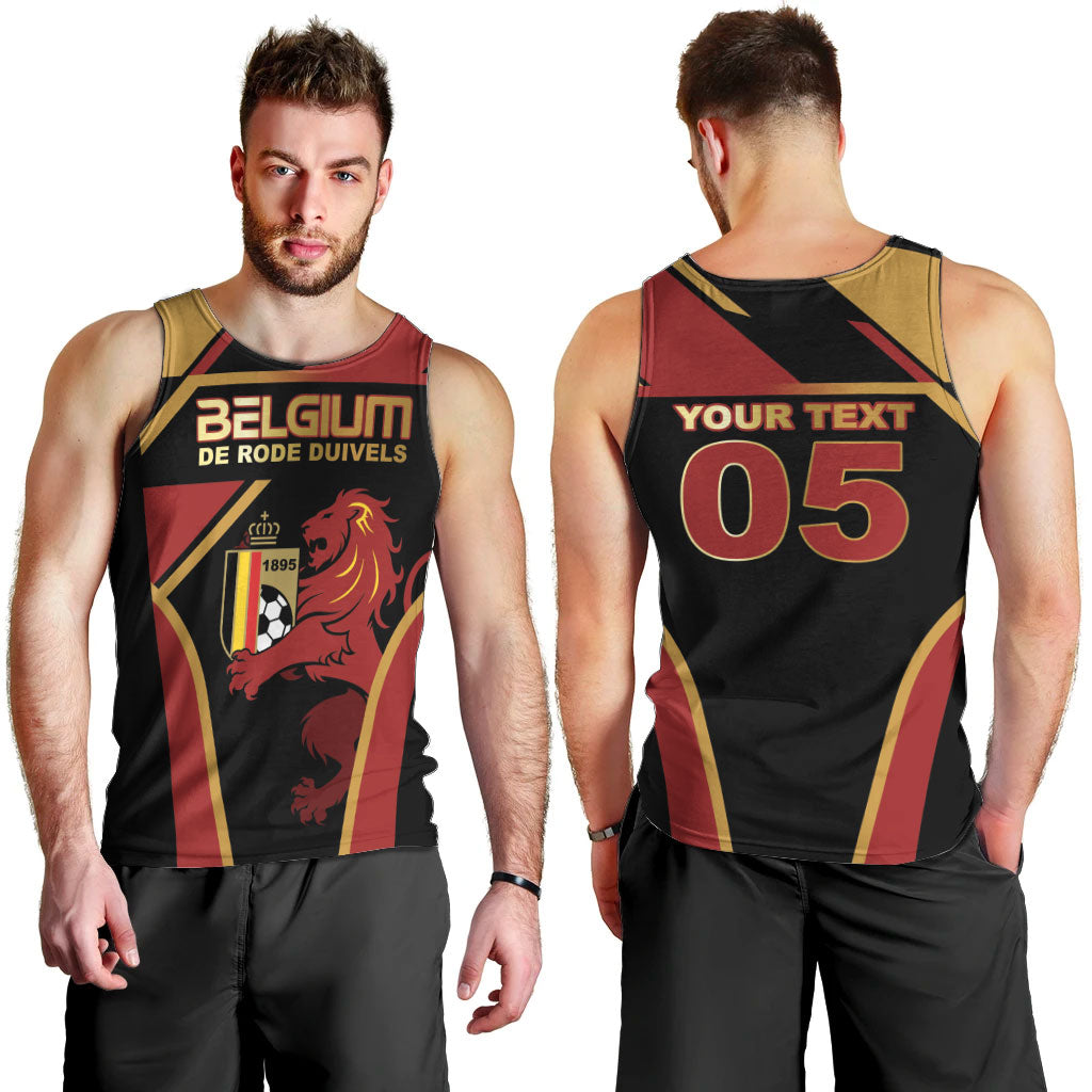 Custom Belgium Football Men Tank Top Bold National Colors With Lion Crest