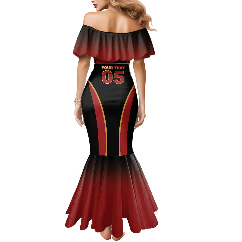 Custom Belgium Football Mermaid Dress Bold National Colors With Lion Crest