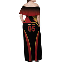 Custom Belgium Football Off Shoulder Maxi Dress Bold National Colors With Lion Crest