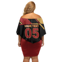 Custom Belgium Football Off Shoulder Short Dress Bold National Colors With Lion Crest