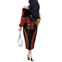 Custom Belgium Football Off The Shoulder Long Sleeve Dress Bold National Colors With Lion Crest