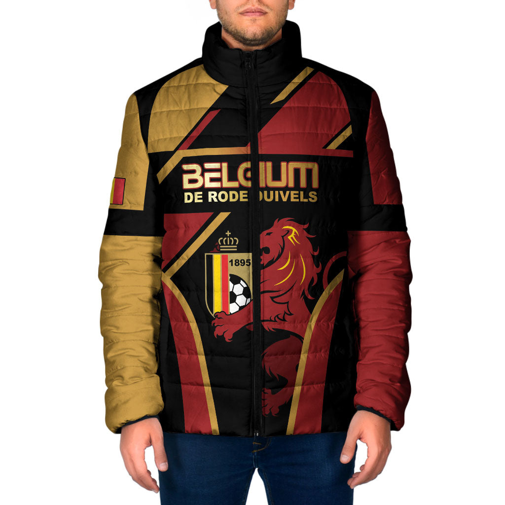 Custom Belgium Football Padded Jacket Bold National Colors With Lion Crest