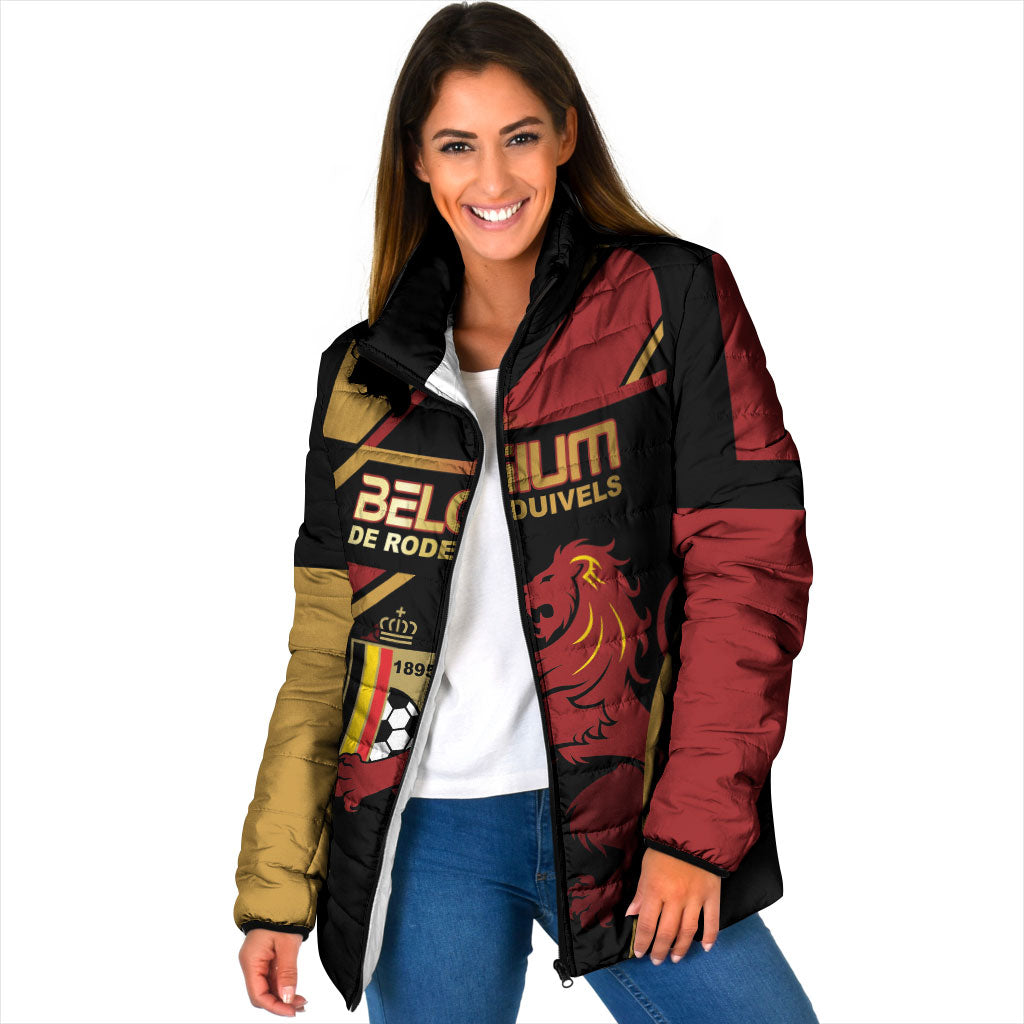 Custom Belgium Football Padded Jacket Bold National Colors With Lion Crest