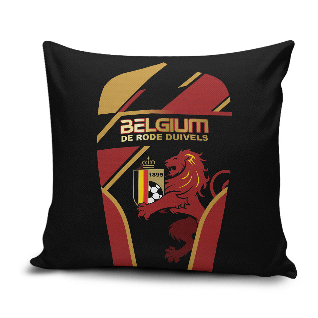 Belgium Football Pillow Cover Bold National Colors With Lion Crest