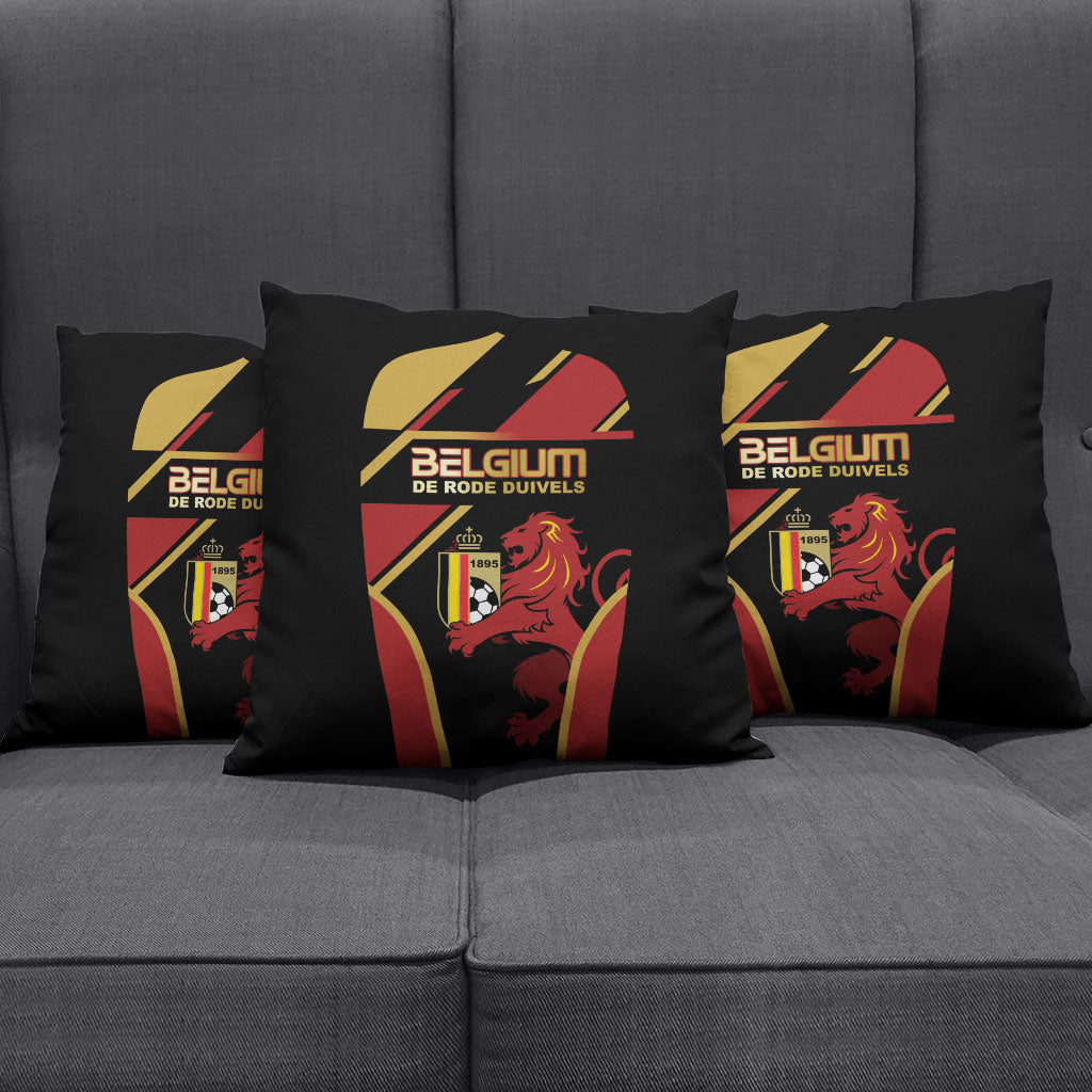 Belgium Football Pillow Cover Bold National Colors With Lion Crest