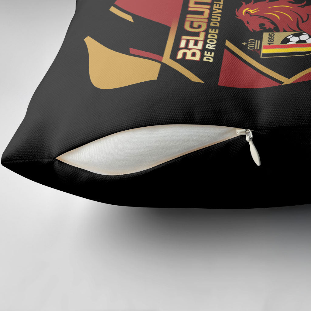 Belgium Football Pillow Cover Bold National Colors With Lion Crest