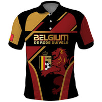 Custom Belgium Football Polo Shirt Bold National Colors With Lion Crest