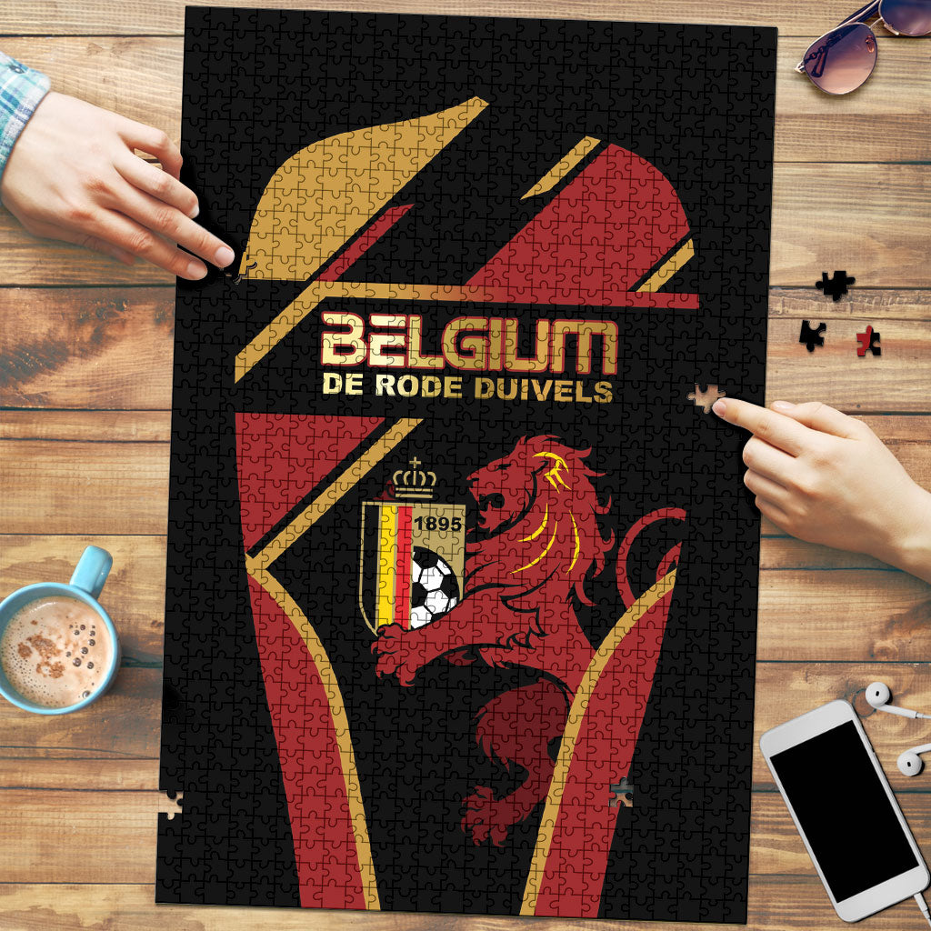 Belgium Football Puzzle Bold National Colors With Lion Crest